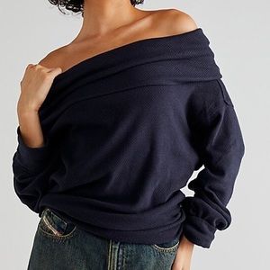 Free people off shoulder sweater in olive